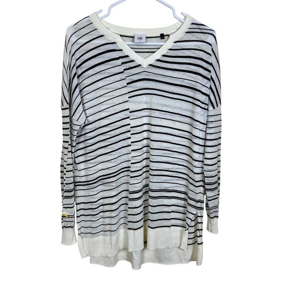 CAbi Tops - Cabi Captain Black and White Asymmetrical Stripe Tunic Long Sleeve Top Small EUC